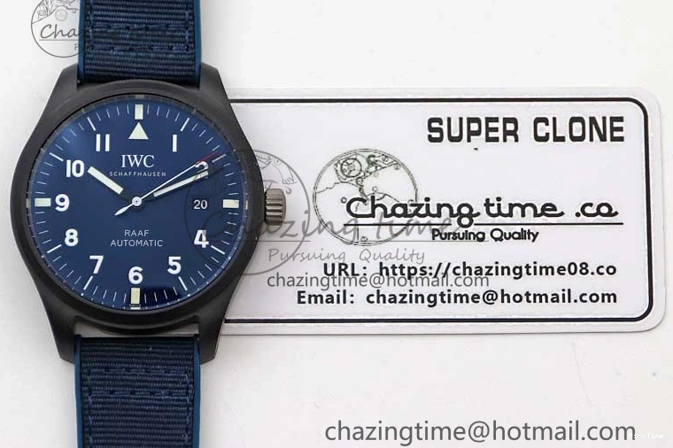 MIROTIME 1230 BestValue Mark XVIII IW328101 Black Ceramic M+F 1:1 Best Edition Blue Dial on Blue Nylon Strap A 7058